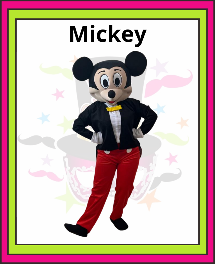 aluguel de fantasia do personagem  mickey com cabeção para festa